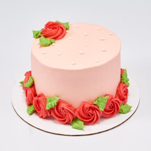 Coral Rosette Round Cake 145 (5-inch)