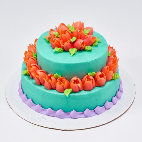 Coral Tulip Tiered Cake 155 (7-inch Base)