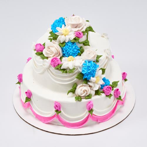 Floral Waterfall Tiered Cake 156 (7-inch Base)